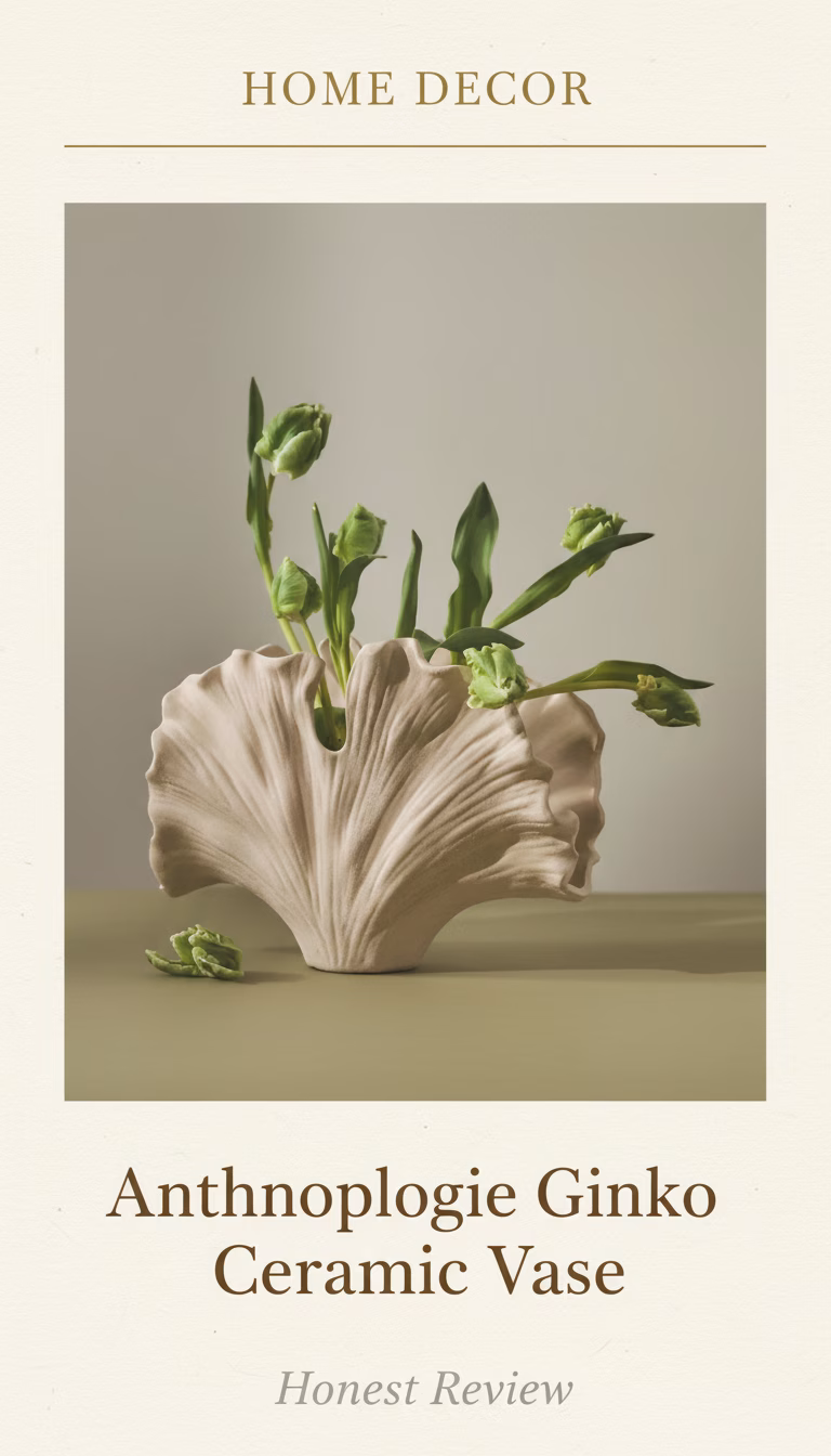 Anthropologie Ginkgo Ceramic Vase